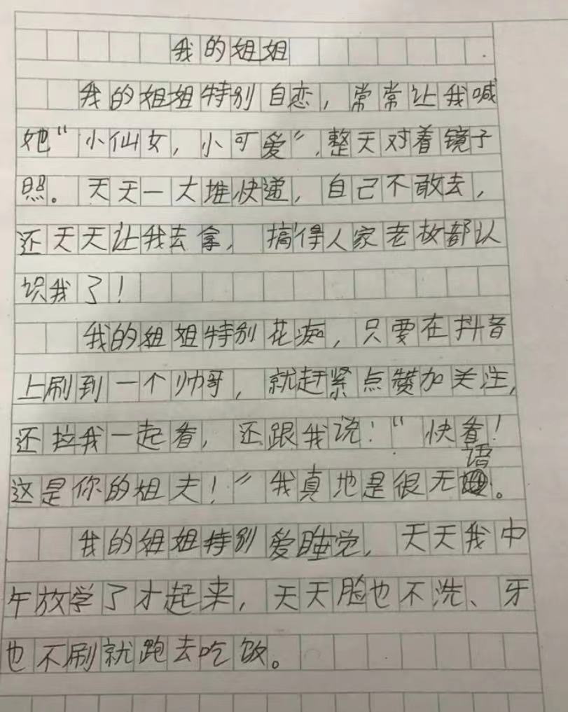 小学生作文我的姐姐,小学作文大全我的姐姐
