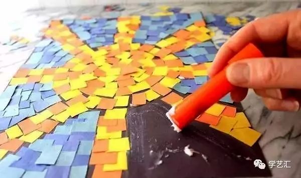 瓷砖拼贴马赛克效果图片大全,卡纸马赛克拼贴梵高向日葵画教程