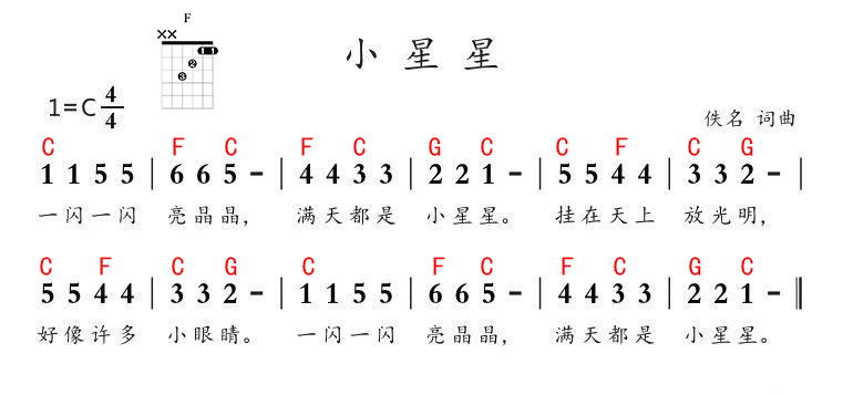 小星星钢琴和弦怎么编配,小星星即兴伴奏和弦编配
