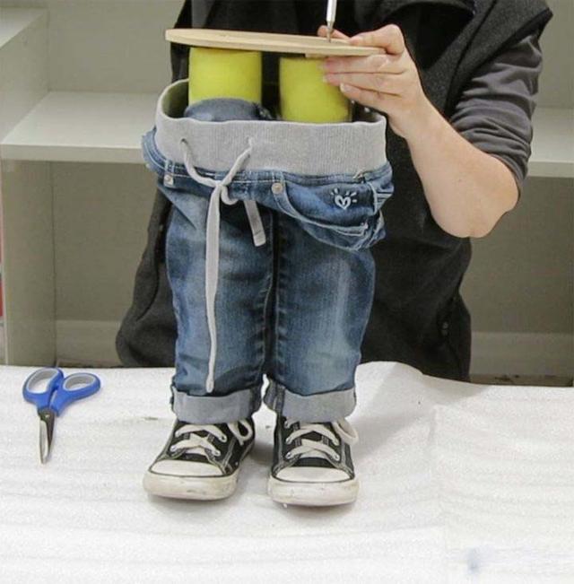 牛仔裤改造花盆,旧牛仔裤的改造花盆