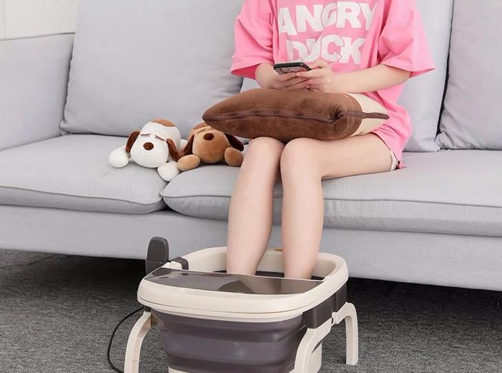 可加热足浴盆可折叠,折叠足浴按摩加热洗脚盆