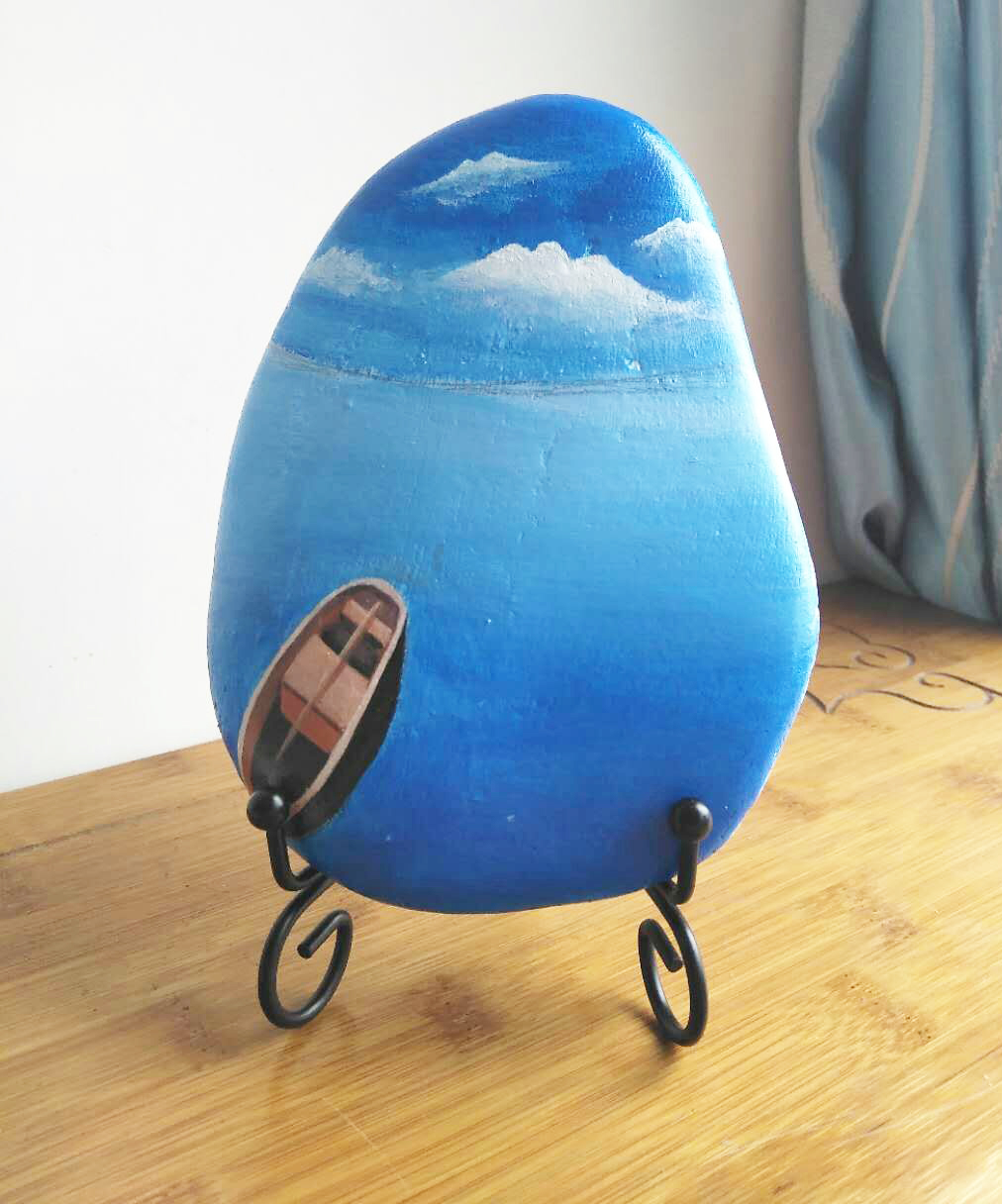 用丙烯画笔画在石头上怎么画,丙烯石头画图片简单初学者图文