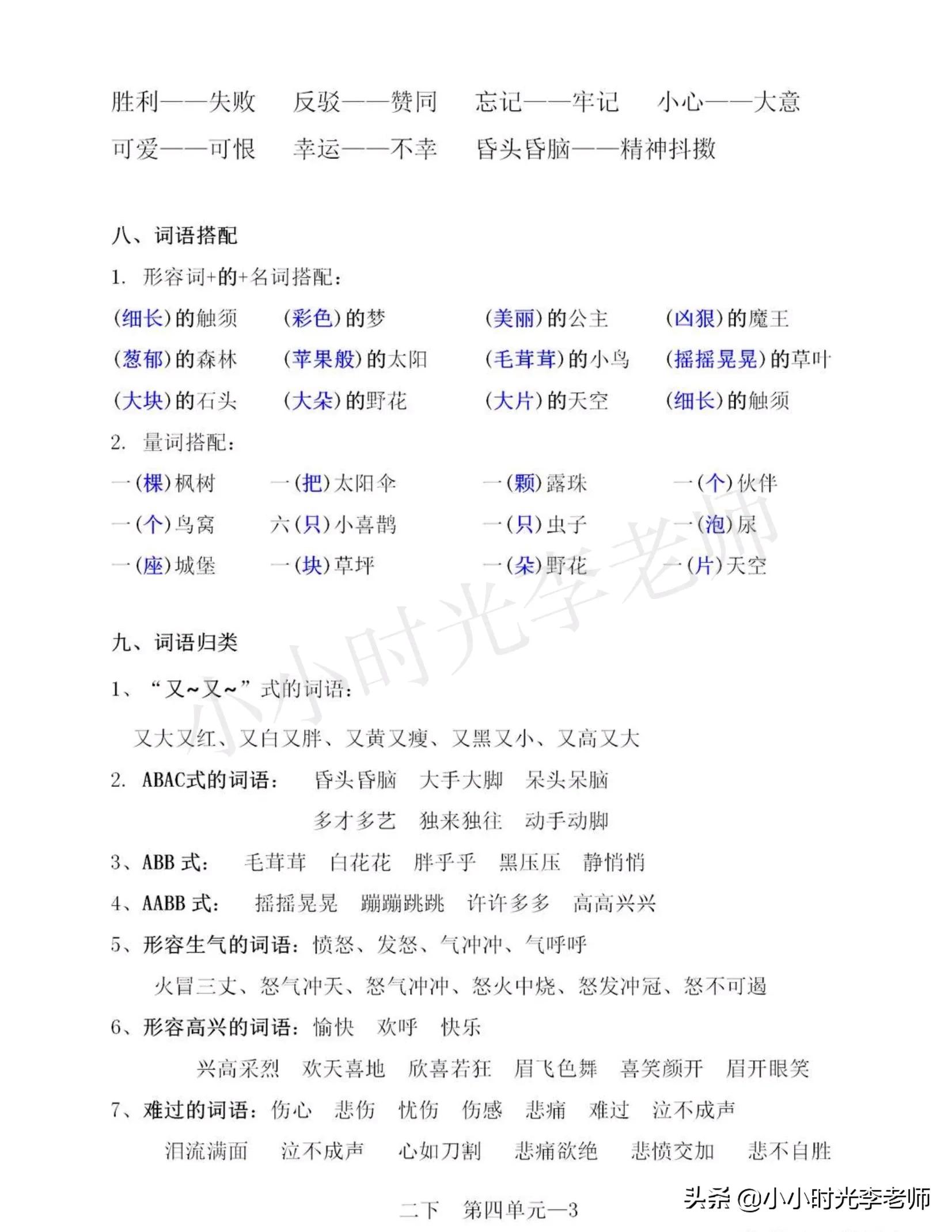 二年级下册语文必背课文知识归纳,二年级语文下册必背重点知识梳理