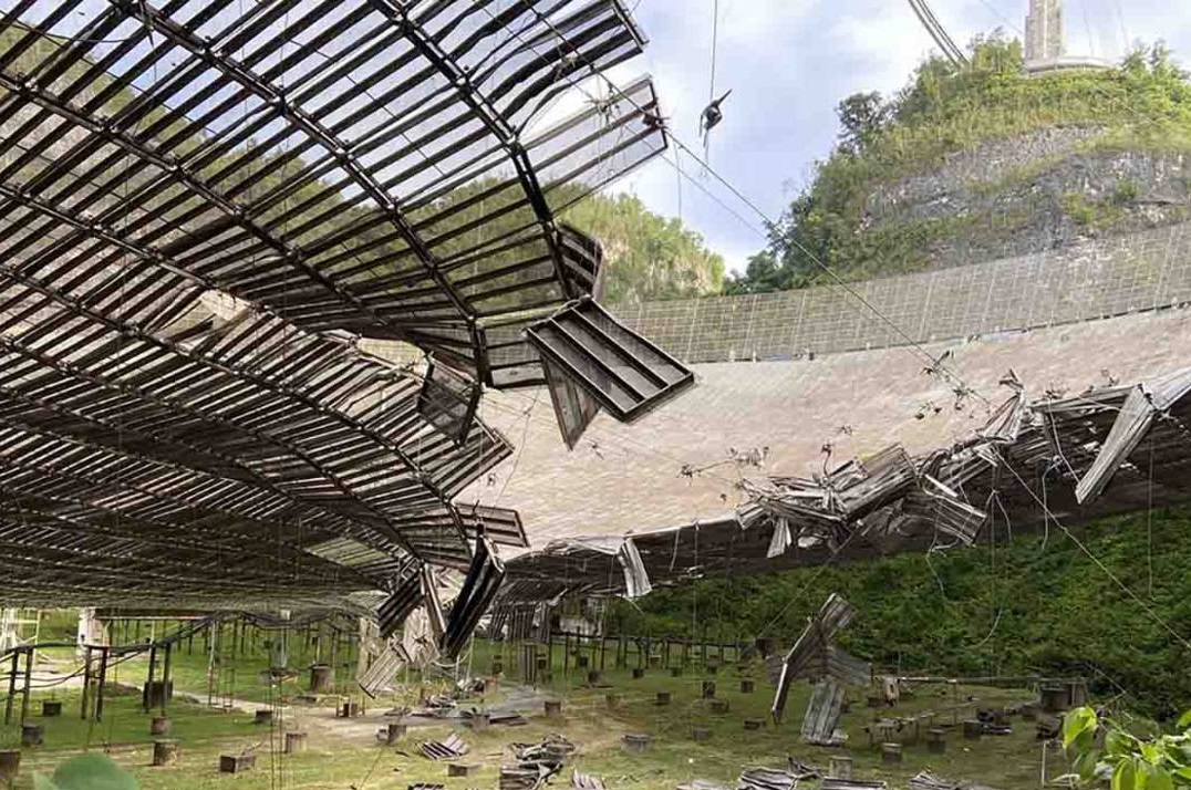 阿雷西博射电望远镜倒塌,阿雷西博射电望远镜坍塌原视频