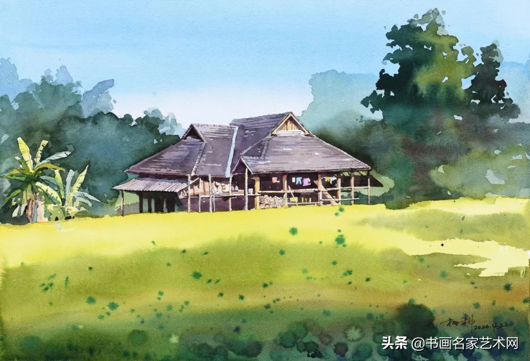 杨柳水彩画教程,关于杨柳的水彩画画作品