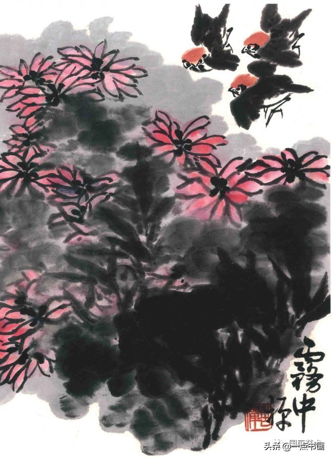 李苦禅画梅作品,李苦禅的菊花国画作品图片