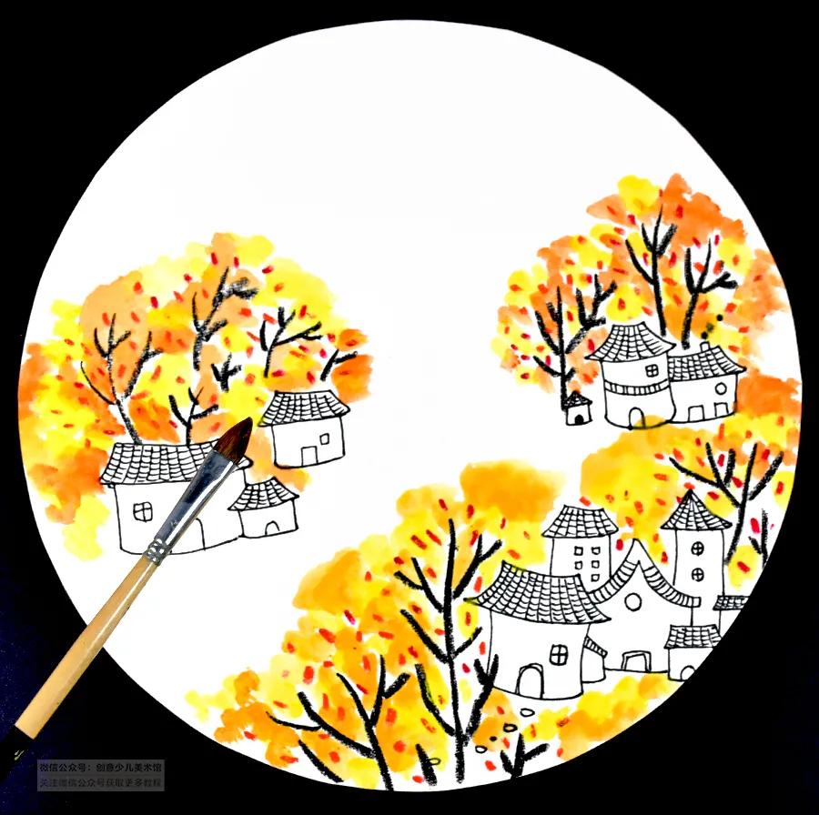 儿童画教程|趣味色彩美术课程《万山红遍,层林尽染》