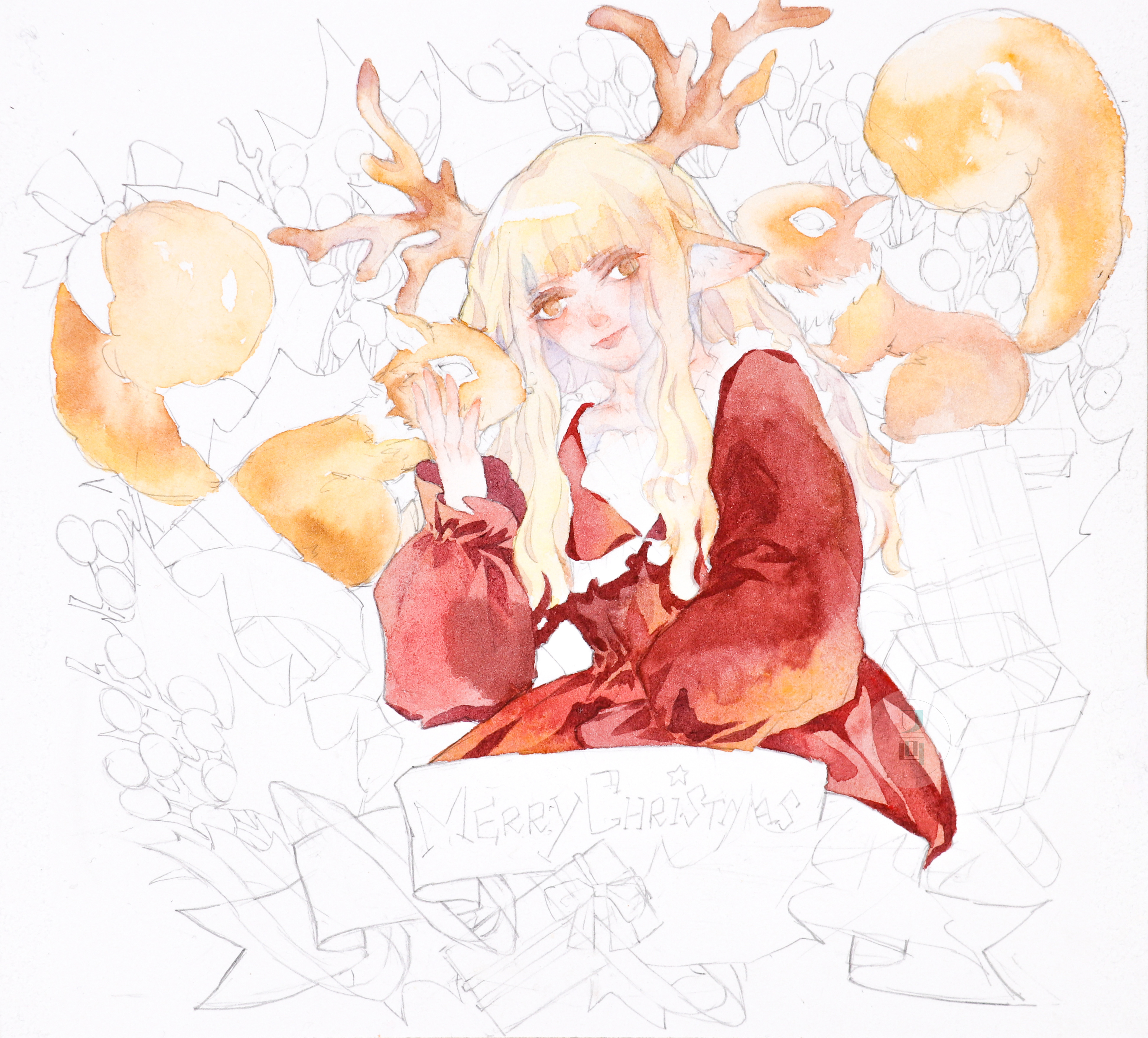 怎么用水彩来画圣诞,水彩教程梦幻