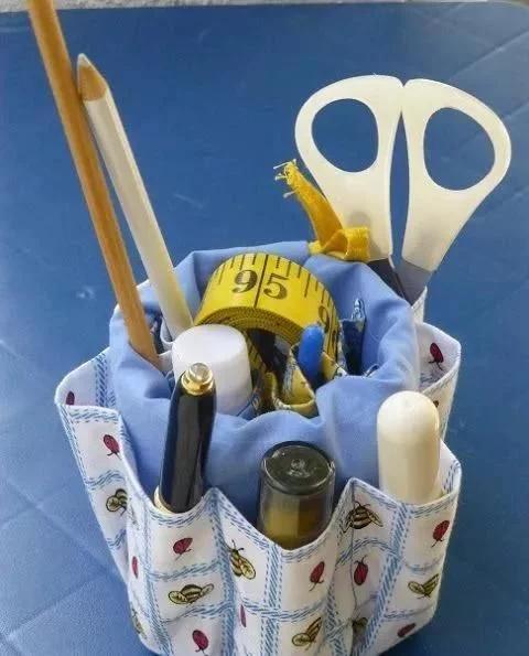 自制收纳小布筐超好看,碎布做有盖子的收纳筐