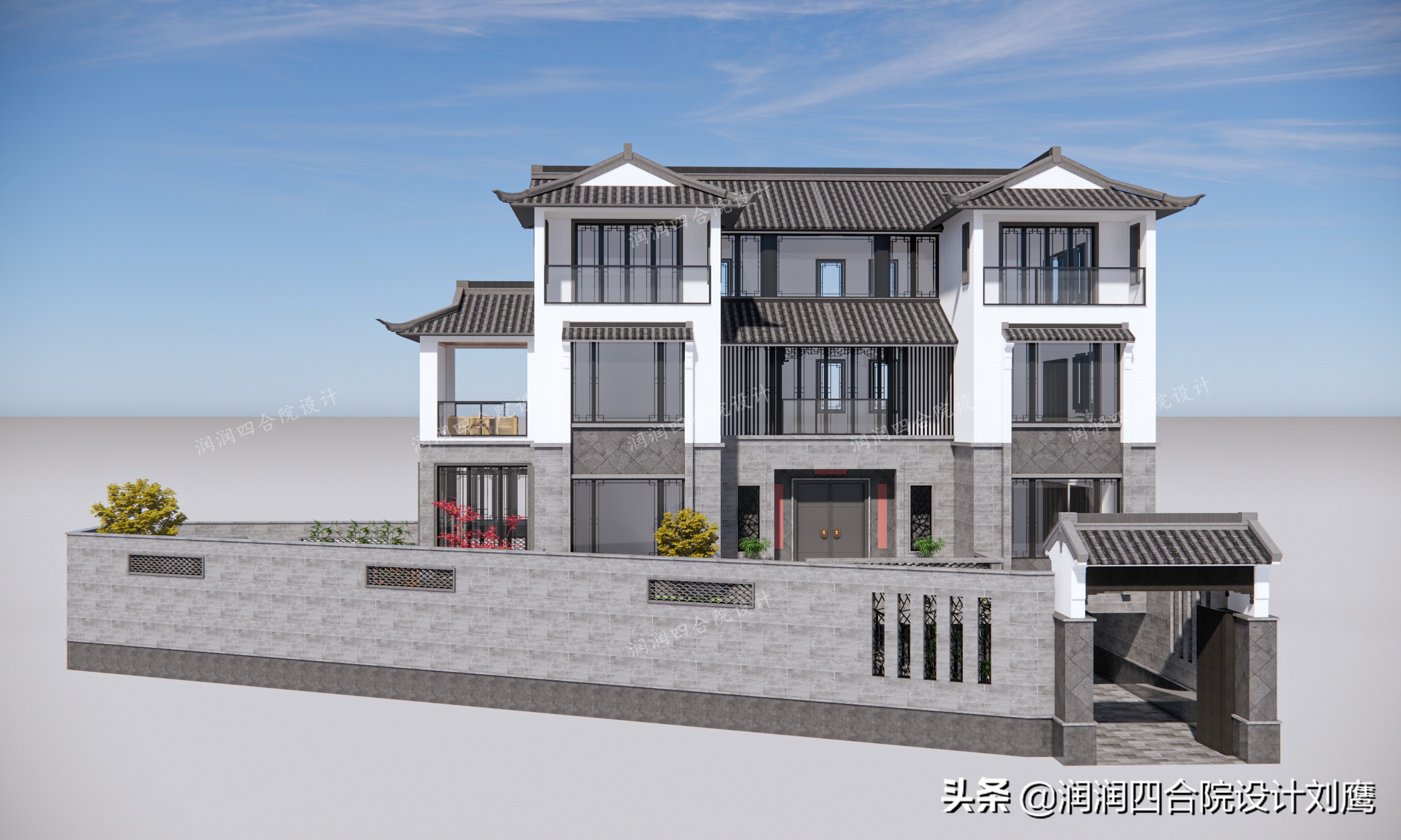 新中式四合院别墅设计图片欣赏,新中式四合院别墅设计案例图纸