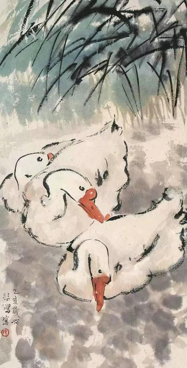 写意鹅国画图片,朱雪娥国画100幅