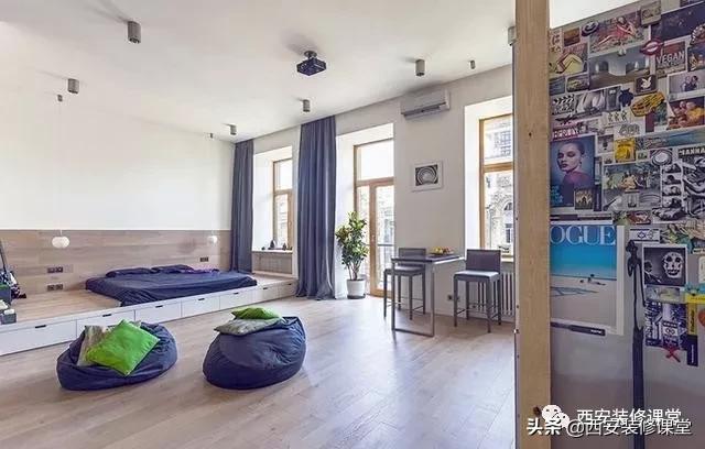 在客厅隔出一间卧室带阳台,客厅软隔断隔出一间卧室