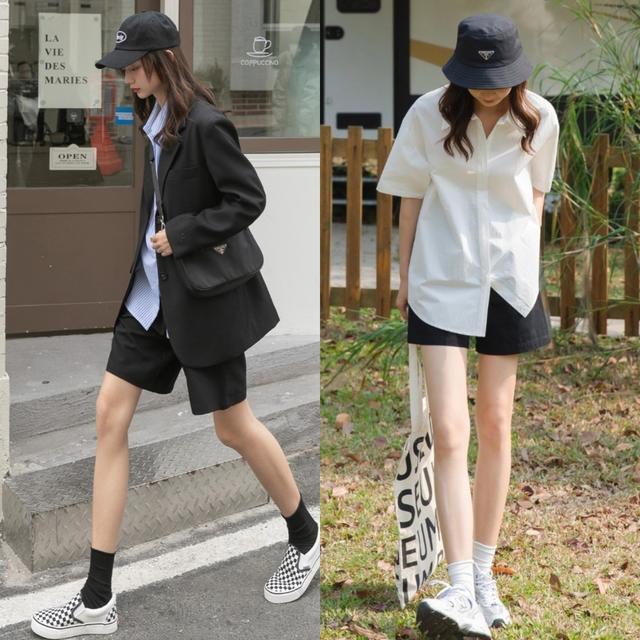 小个子搭什么鞋夏季短裤,小个子穿搭夏季套装配平底鞋