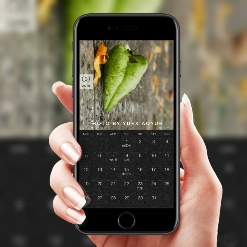 2017年8月日历壁纸,1-12月手机日历壁纸