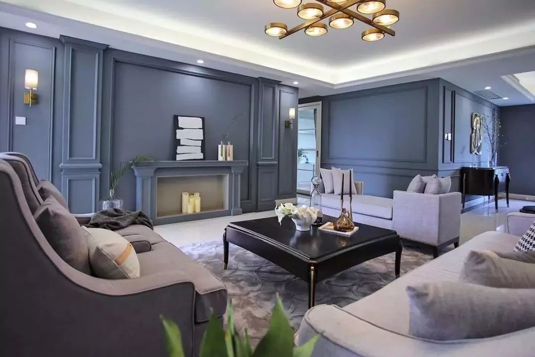 260㎡美式3居-全屋轻奢蓝精致又气派-满堂喜装饰集团