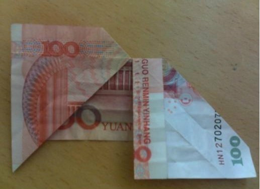 用一百元叠方戒指,最简单的戒指怎么叠