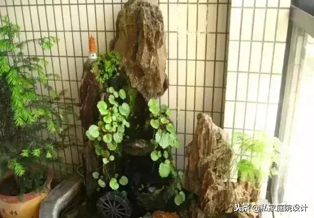 一米宽的阳台怎么设计鱼池假山,上海阳台流水假山鱼池景观设计