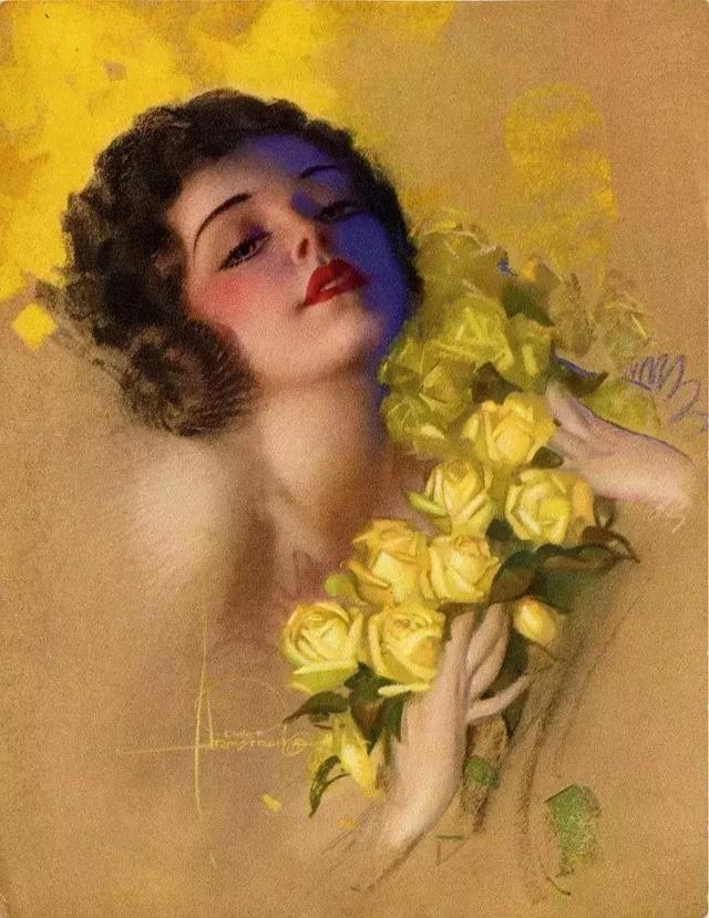 色粉画人物欧美姑娘经典,美国画家笔下美女