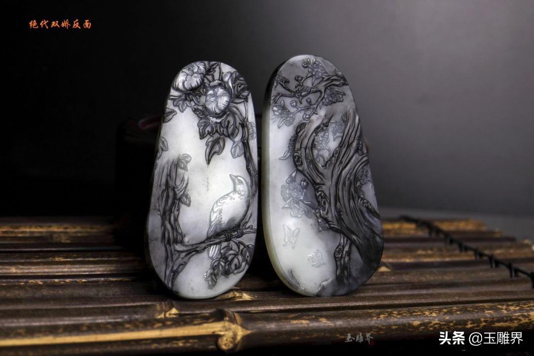 最漂亮的和田青花料,和田玉青花人物巧雕