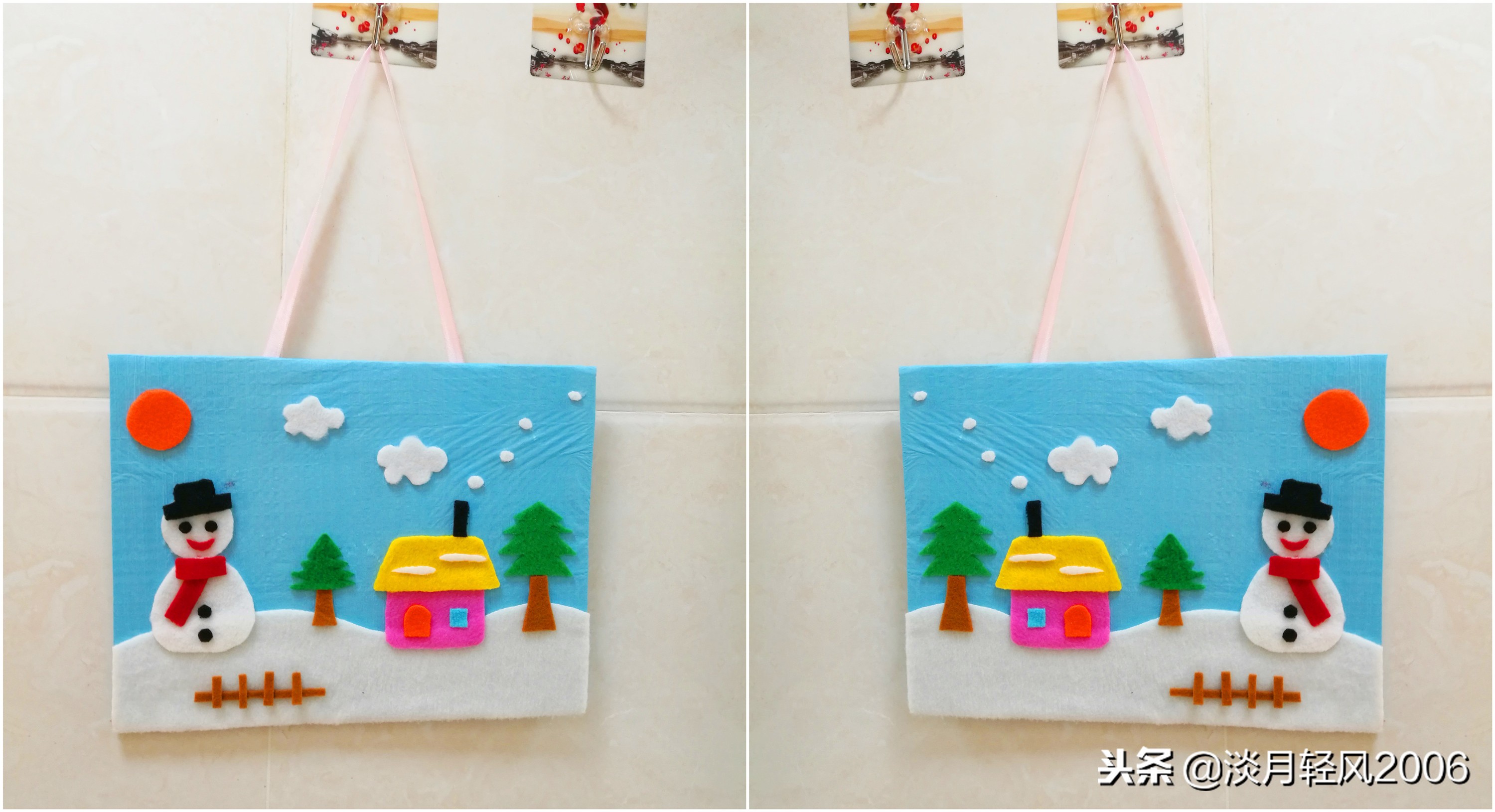 冬日布贴画制作,关于冬天的手工贴画