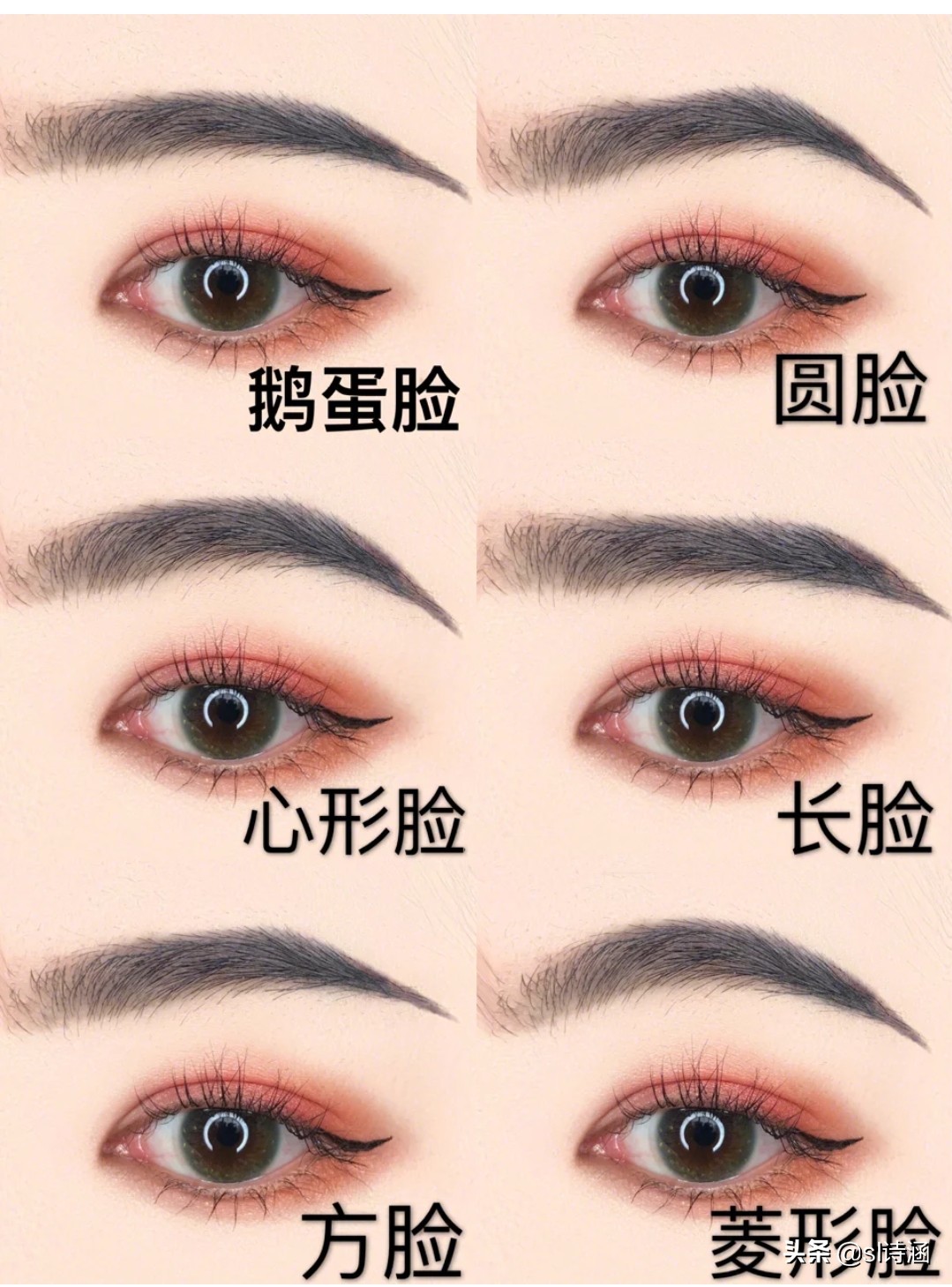 七款脸型的眉形画法,不同眉形的画法对应的脸型
