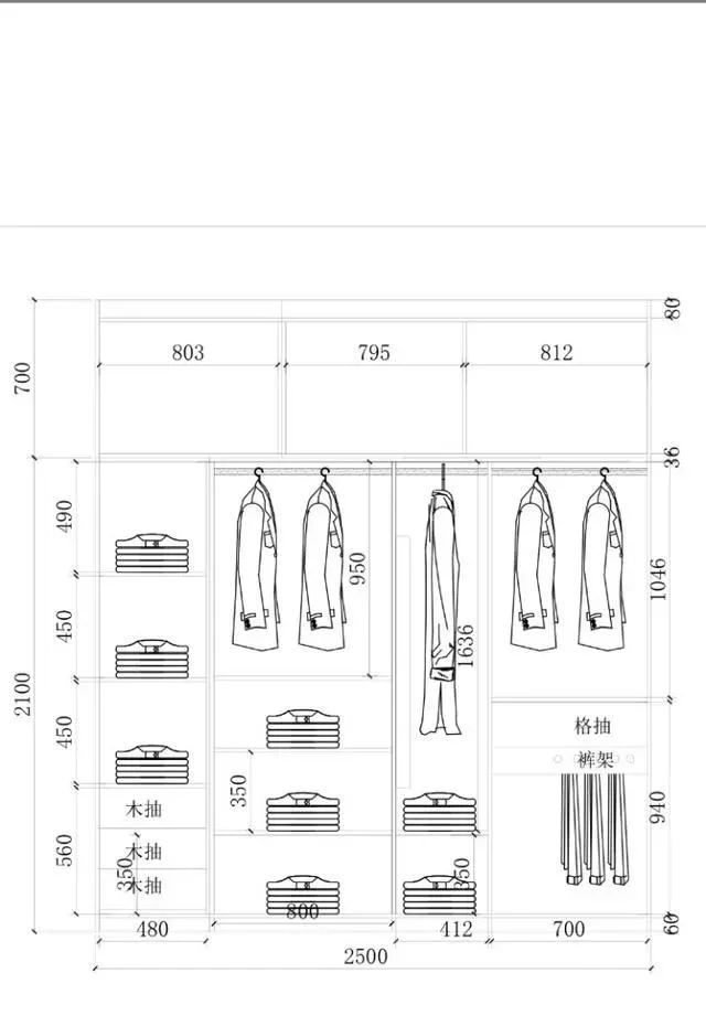 衣柜布局设计尺寸图,52公分的衣柜怎么设计