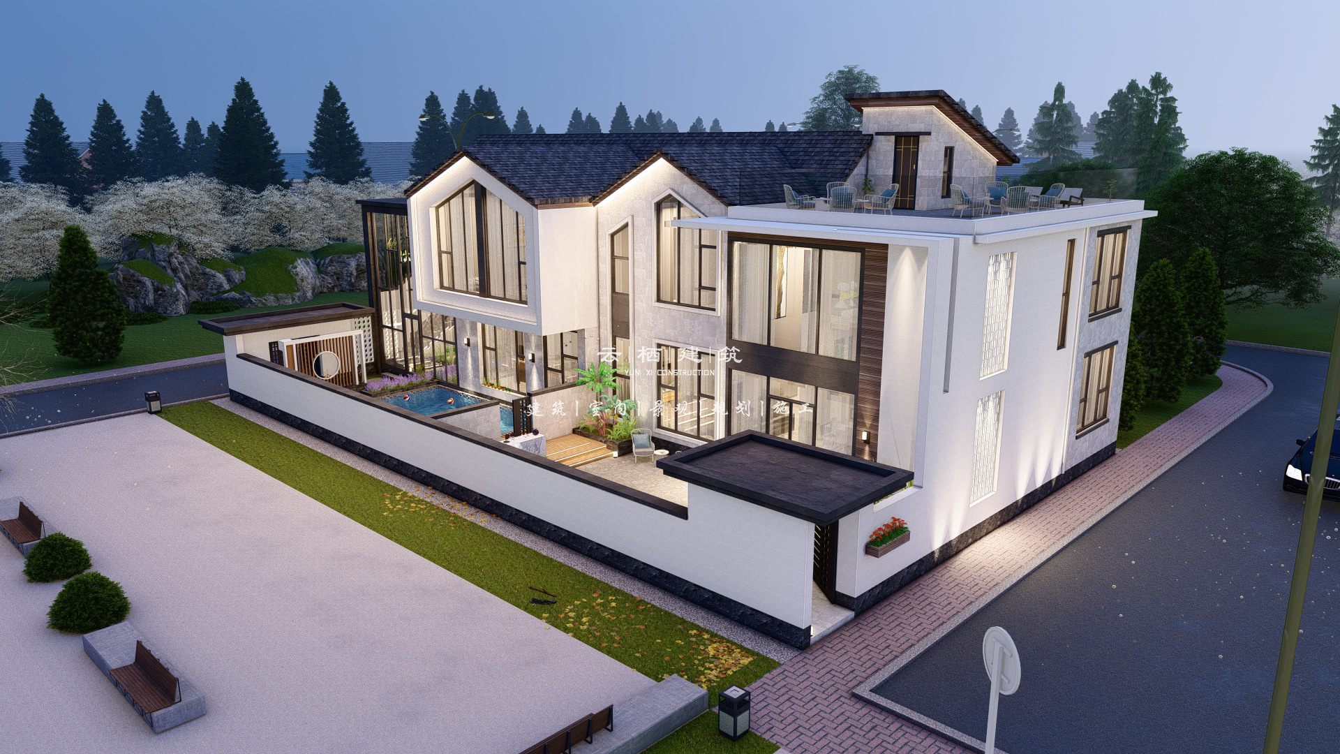 兄弟双拼别墅高大尚,9米开间兄弟双拼房实景图