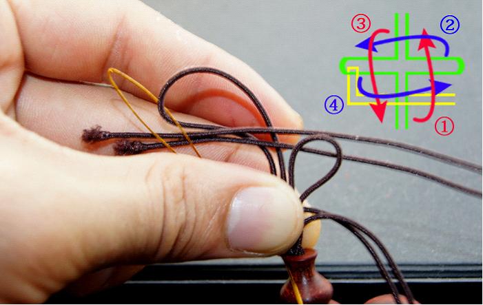 弹力绳穿珠子收尾打结方法,手串绳隔珠结的打结方法