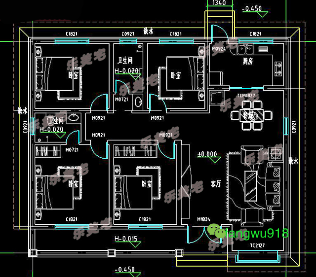 凸字形平顶二层别墅屋顶设计大全,1层半小别墅不起檐设计图纸讲解
