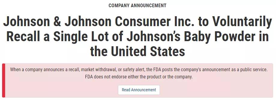 婴幼儿爽身粉查出来致癌物,强生将停售含滑石粉的婴儿爽身粉