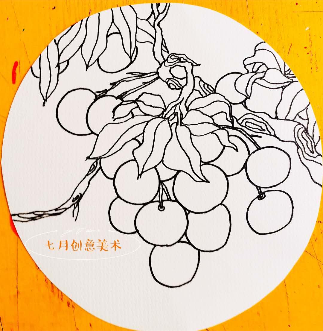 简易版的荔枝绘画,中国画荔枝的画法教程视频