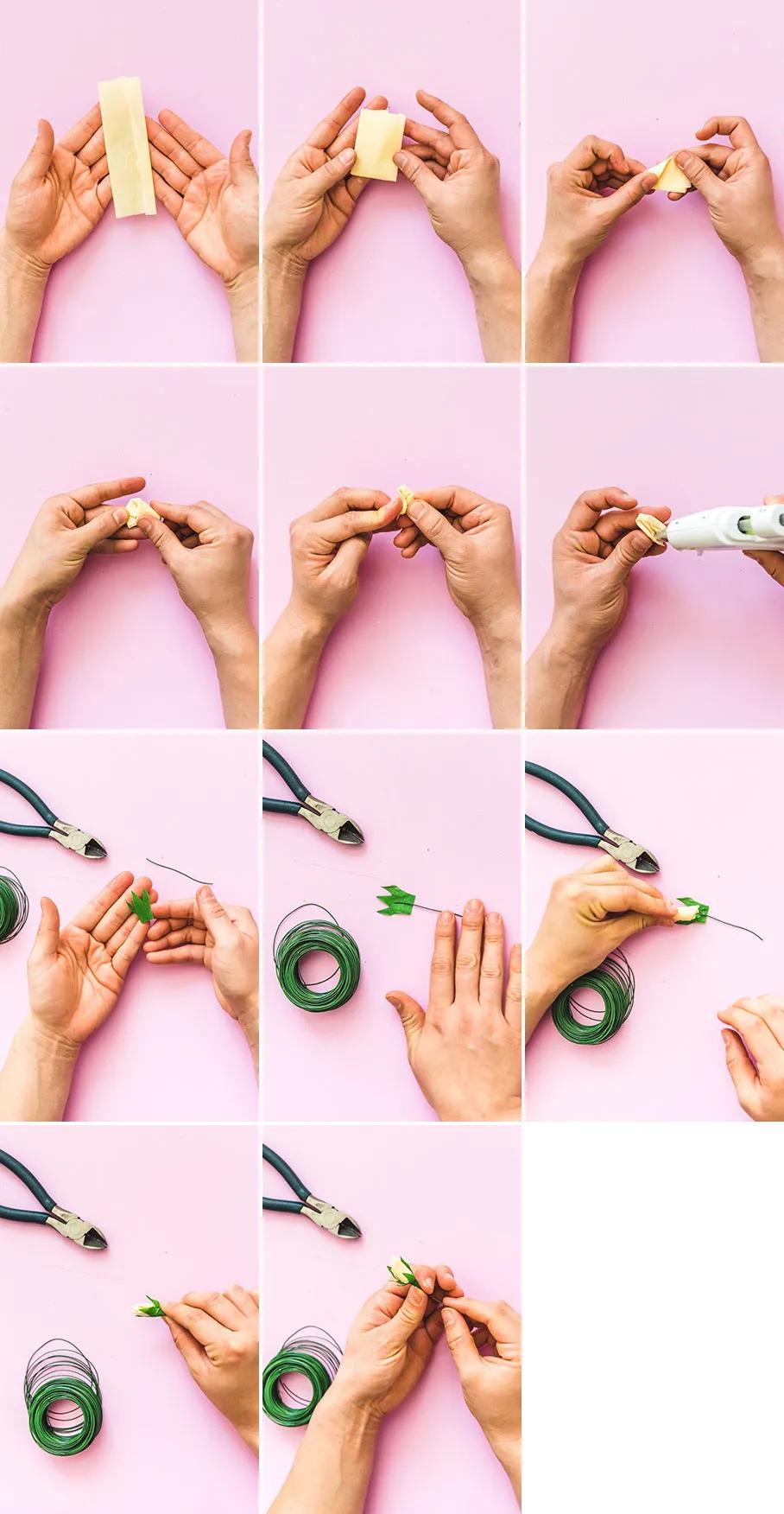 用手工纸做出来的花型装饰,软皱纹纸手工花