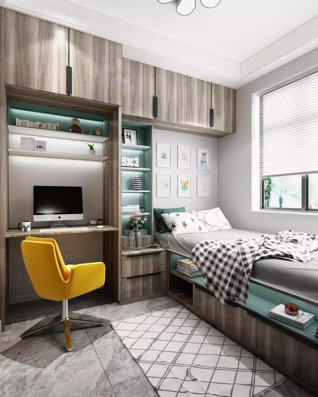 卧室放不下两个床头柜放什么好看,卧室太小床头柜效果图