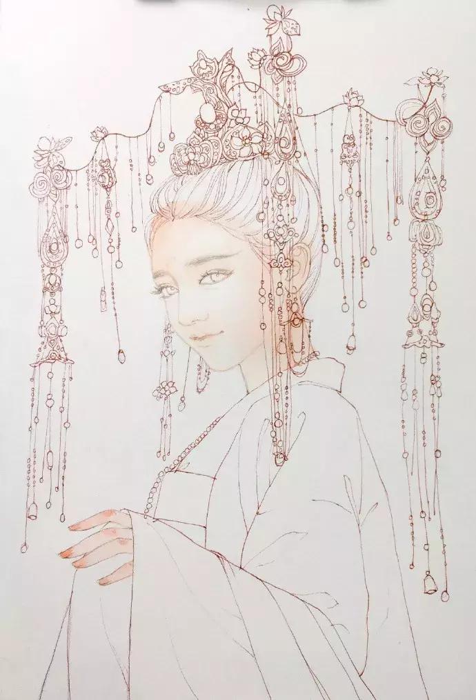 手绘古风少女，唯美灵动，唤起少女们心中的三生三世