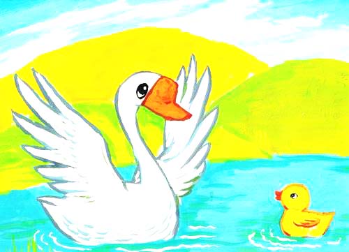 大白鹅创意美术3岁以下,关于谜语的画画简易版