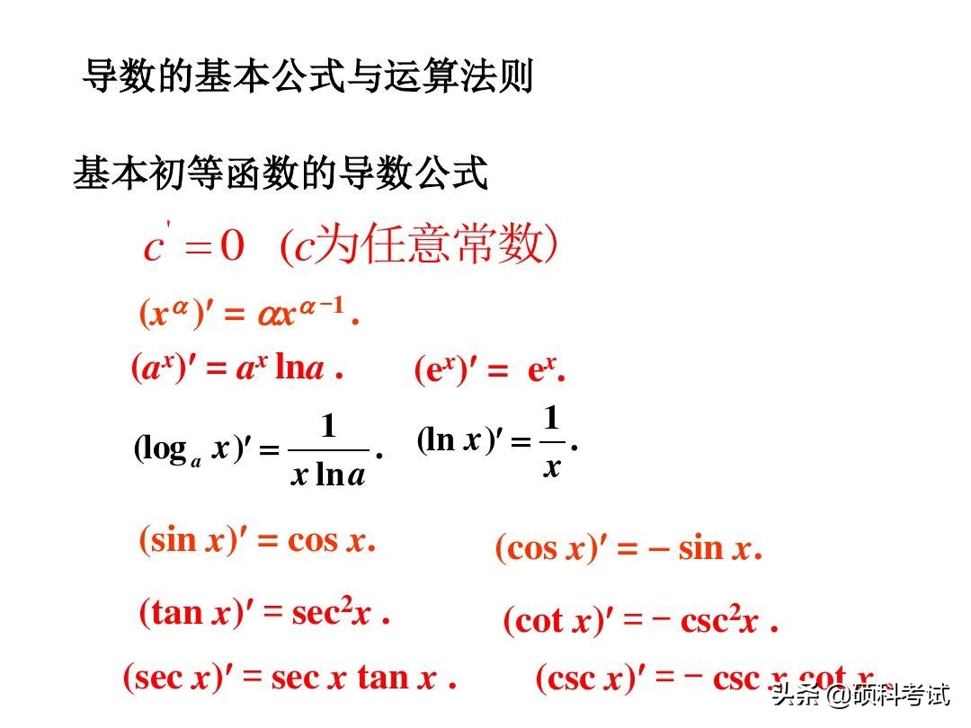 高等数学导数公式应用例题,高等数学导数公式大全与运算法则