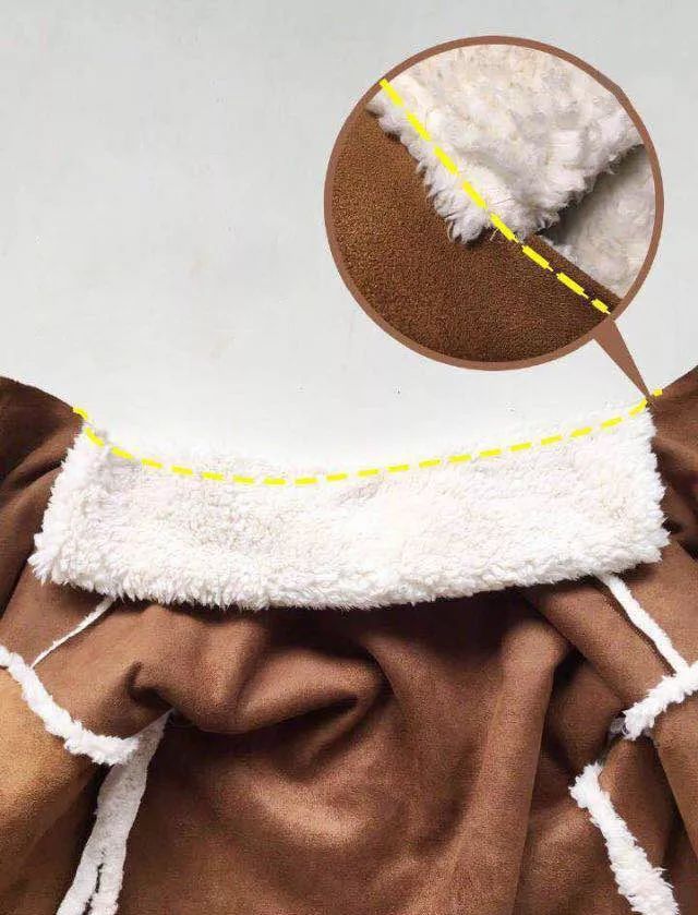 羊羔绒大衣裁剪方法,麂皮绒复合羊羔绒衣服裁剪图