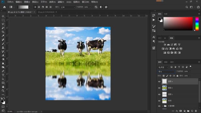 水面倒影ps羽化,ps更换天空加水面倒影