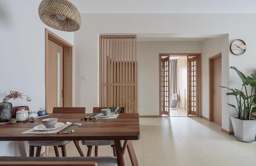 88平原木风格装修效果图,日式简约原木风院子