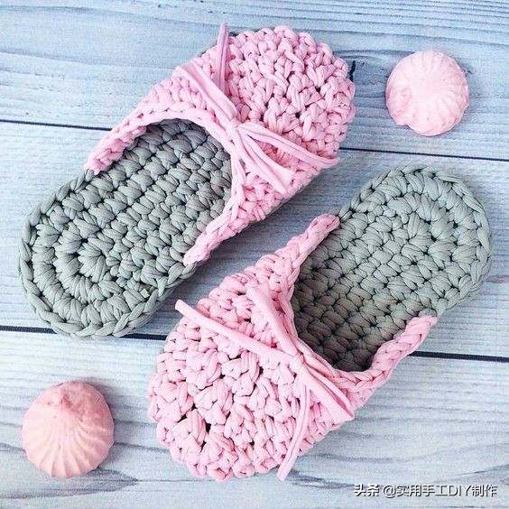 粗布条钩拖鞋图解,布条拖鞋编织全过程图解