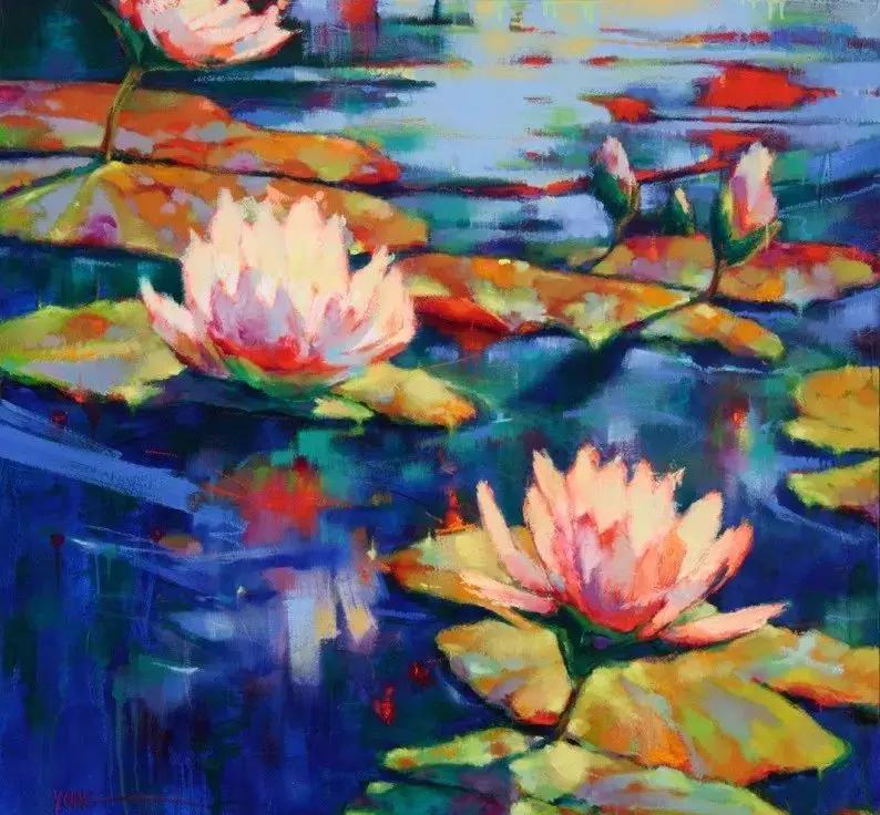 莫奈的睡莲紫色,莫奈睡莲和梵高睡莲