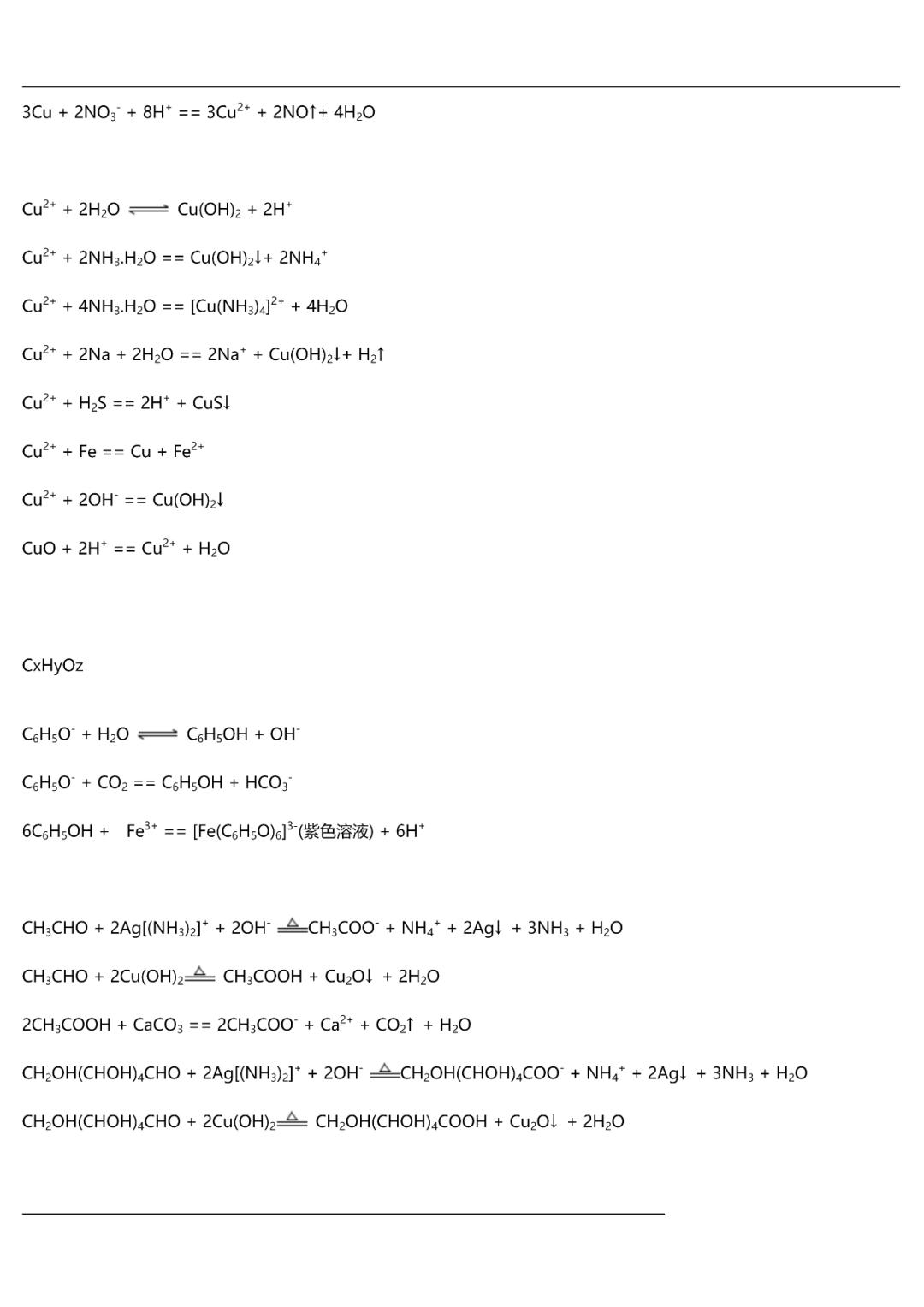 高中化学氯气方程式总结,高中化学所有方程式大全