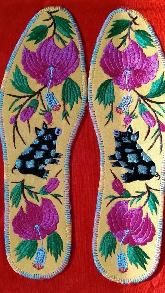 刺绣鞋垫花样各种图案教程,几何鞋垫图案鞋垫绣法