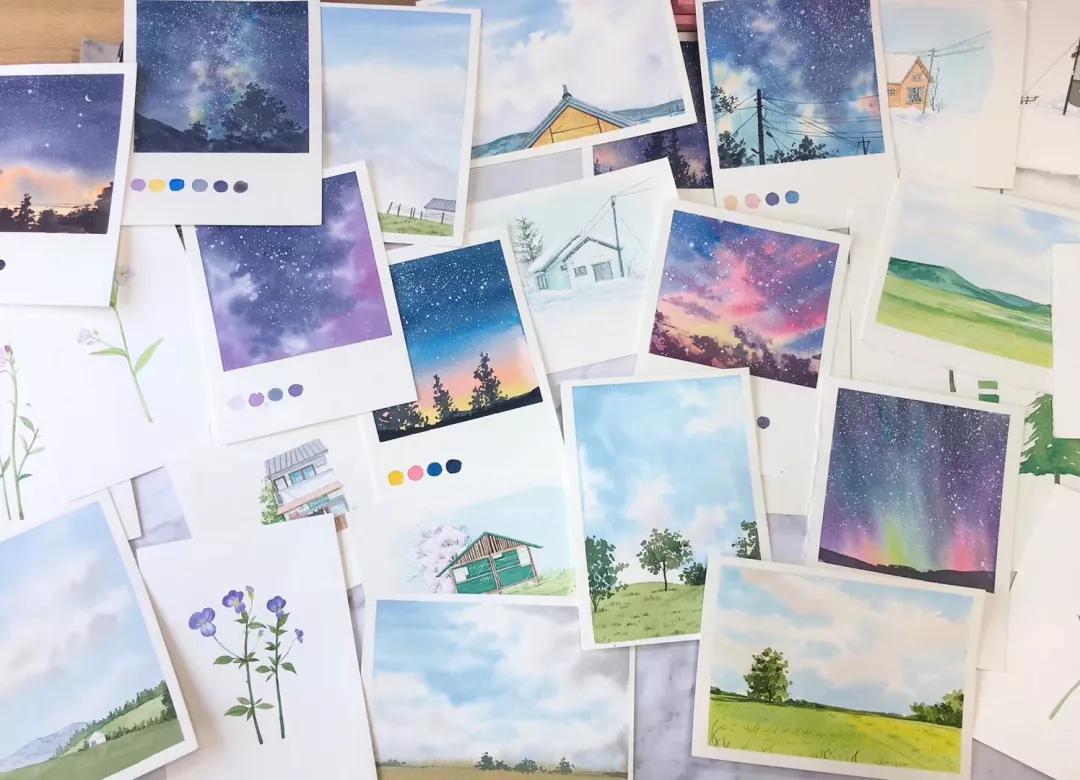 夏日清新简单水彩教程,最简单的水彩风景画法