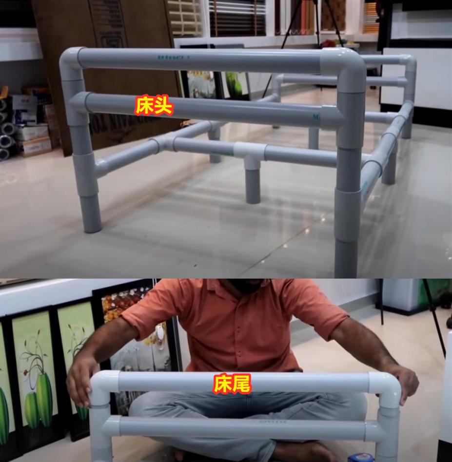 老外用PVC管做张单人床，承重200斤比成品床结实，真会省钱