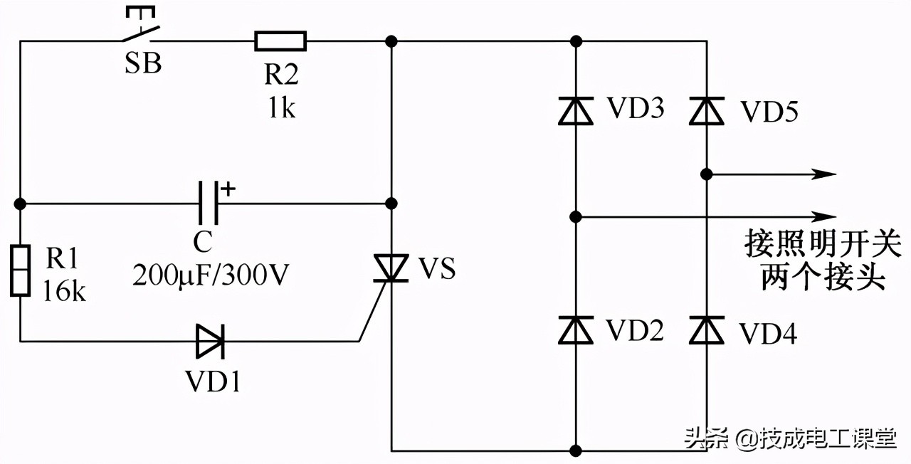 照明联动开关原理图,电灯三个开关控制一个灯的接线图