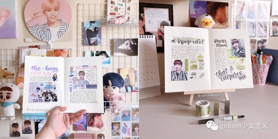 少女色系手帐素材,少女风格简单手帐教程用贴纸