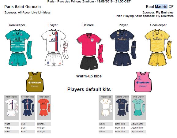 巴黎主场对皇马,巴黎主场和客场球衣