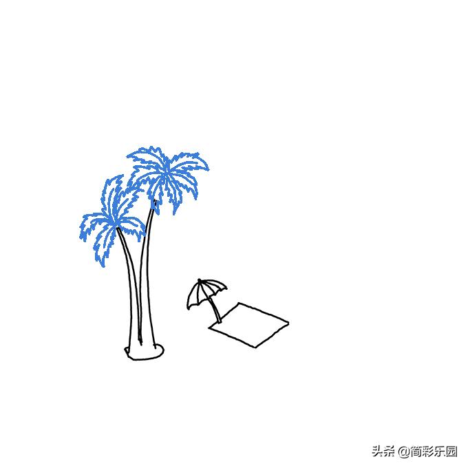 海滩怎么画简笔画,很简单的海滩怎么画用铅笔画