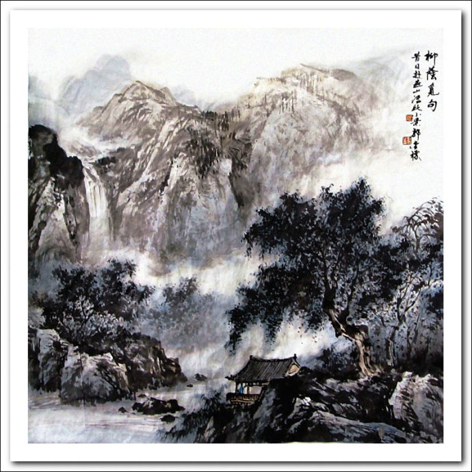 溪山山水画作品,郭金标高清山水画
